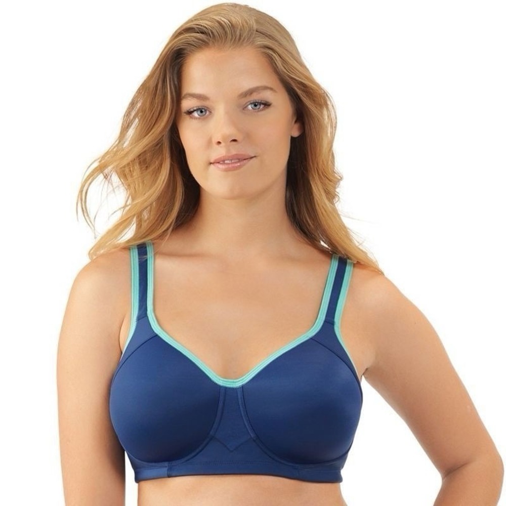 VANITY FAIR 40D Sports Bra Convertible Full Figure Wireless Blue 71500 Wicking